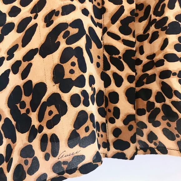 GUCCI Leopard Cheetah Print Silk Cape Shirt 38 - Picture 4 of 8